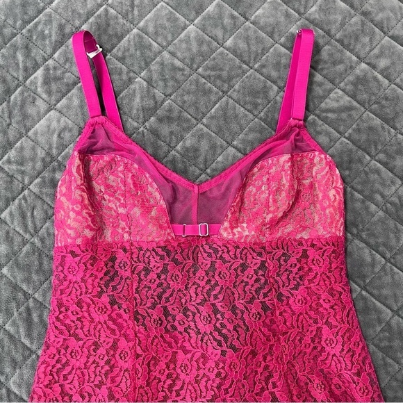 Victoria Secret Slip Women Large Lace Nightie Burgundy Dress Sheer Chemise B13 - Picture 7 of 7